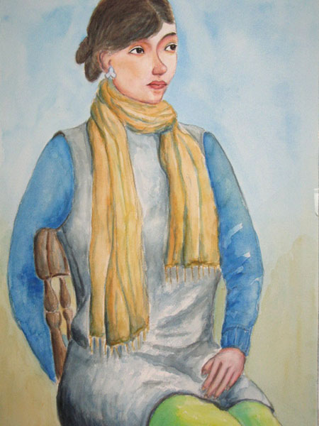 イエロー・スカーフの女性