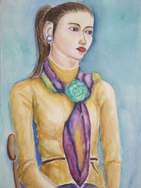 黄色いセーターの女性