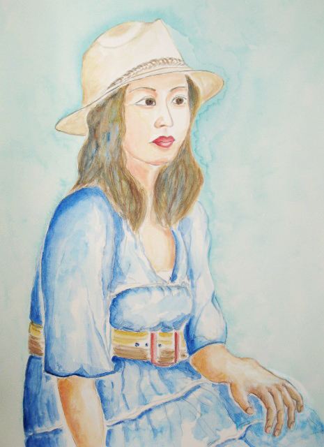 ストローハットの女性