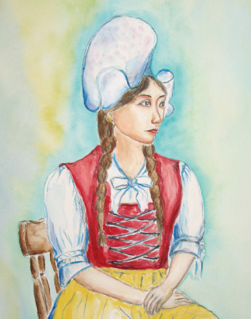 オランダ衣装の女性