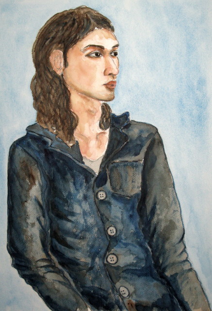 ロングヘアの青年