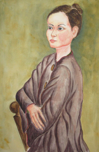 ローアンバ カーデガンの女性