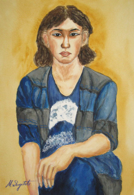 ブルーTシャツの青年