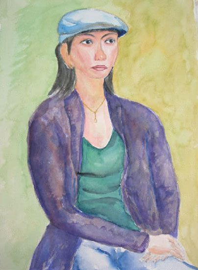 ハンティング帽の女性