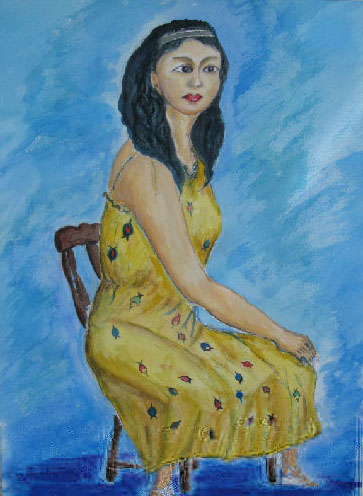 黄色い服の女性