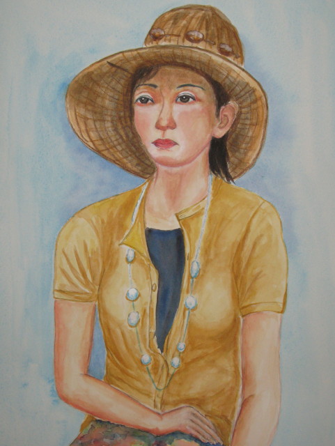 ストローハットの女性