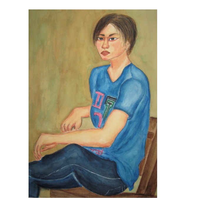 ブルーTシャツの青年